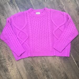 &merci Pink Cable Knit Sweater Medium Valentine’s Day oversized Chunky Knit Boho